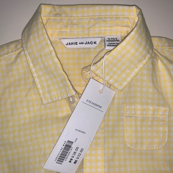 Janie and Jack Yellow / White Button Down Onesie - Picture 3 of 3